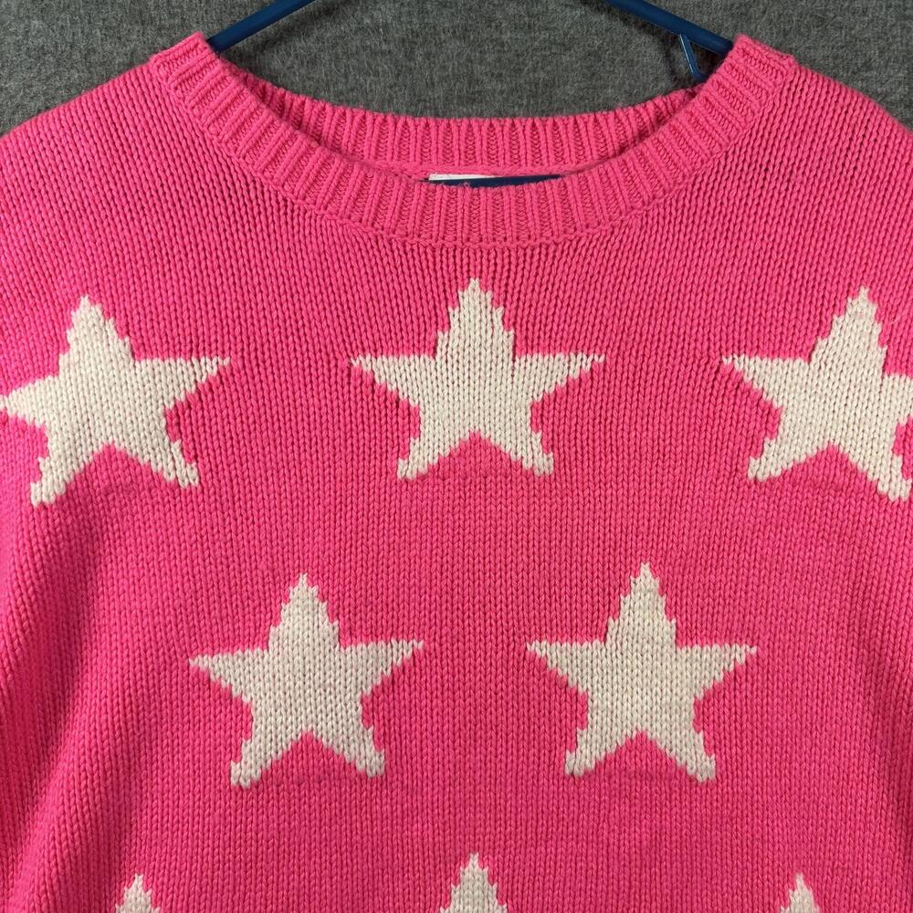 PINK Victoria's Secret Sweater Womens Medium Pink Star Print Knit Pullover Y2K
